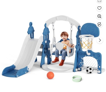 Korimefa 7-in-1 Toddler Slide Set with Golf, Basketball Hoop, Kids Slide for Toddlers Age 1-4, Climber Slip and Slides, Baby Outdoor Toys