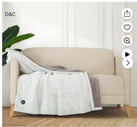 Berkshire Blanket & Home Co. Tipped Faux Fur Reverse Velvet Plush Heated Throw Blanket, Tipped Grey, Standard Size 50″x60″