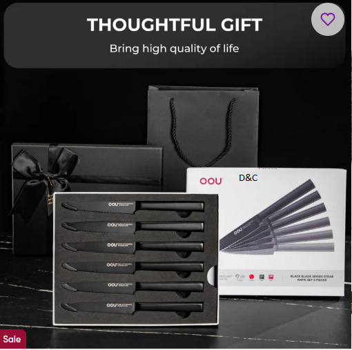 OOU Steak Knives Set Of 6, 4.5″ German High Carbon Stainless Steel Steak Knife Set (Set of 6)