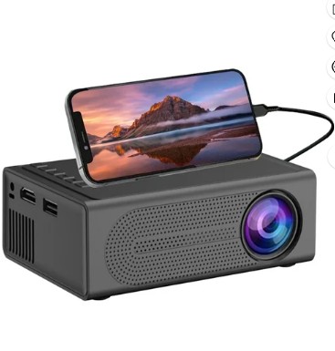 Cavatry Mini Projector, Smart Outdoor Portable, 1080p Hd Projection, Sync With Smartphone, Compatible With Tv Stick/Pc/Ps4