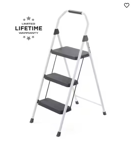 3-Step Compact Steel Step Stool with 225 lb. Load Capacity Type II Duty Rating (8ft. Reach Height)