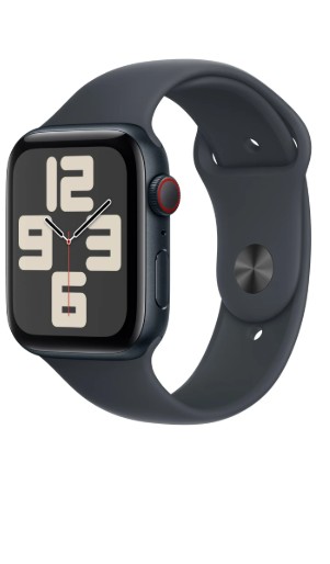 Apple Watch SE (2nd Gen) [GPS + Cellular 44mm] Smartwatch with Midnight Aluminum Case and Midnight Sport Band – M/L. Fitness & Sleep Tracker, Crash Detection, Heart Rate Monitor