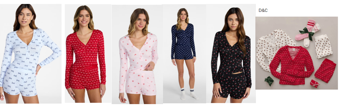 No Boundaries Giftable Henley Sleep Top and Shorts with Socks Set, 3-Piece, Women’s