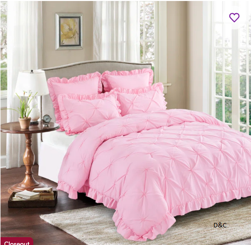 5 Piece Romantic Princess Pintuck Comforter Set
