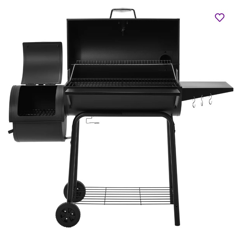 Royal Gourmet 30″ Barrel Charcoal Grill with Smoker and Side Table