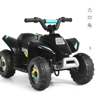 Costway 6V Kids Electric Quad ATV 4 Wheels Ride on Toy Toddlers Forward & Reverse Black