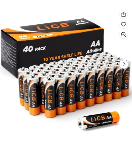 LiCB 1.5 Volts Alkaline AA Batteries 40 Pack, Long-Lasting Alkaline Double a Battery