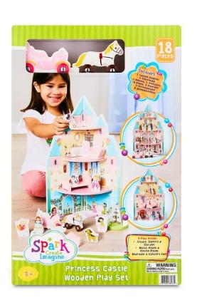 Spark Create Imagine Wooden Princess Castle Play Set for Ages Three Years and Older