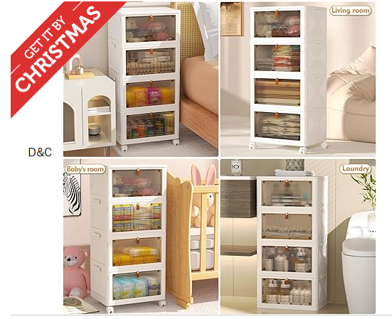 YFXCVSL 4 Tier Plastic Storage Bins