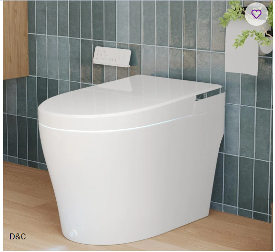 Smart Toilet with Bidet Wash, Hot & Cold Massage Cleanse, Auto Sensor Flush, Kick Flush, Heated Seat, Warm Wash & Remote Control – White DV-1S0029