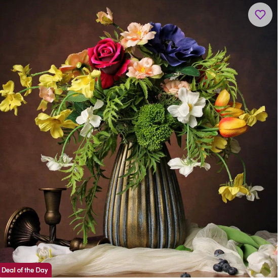 Artificial Faux Flowers in Vase, Silk Flower Arrangement Artificial Floral Table Centerpiece