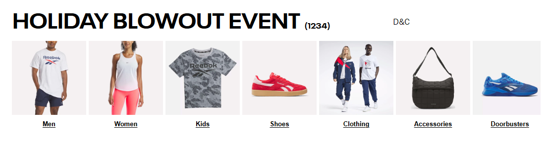 REEBOK HOLIDAY BLOWOUT SALEUpto 60% off