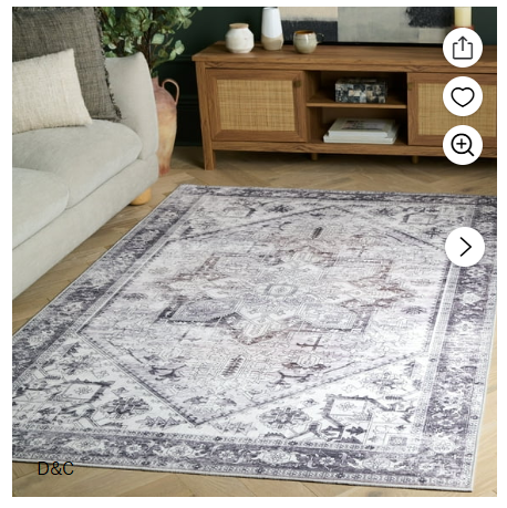 SAFAVIEH Arizona Rhine Oriental Machine Washable Area Rug, Beige/Gray, 5′ x 7′