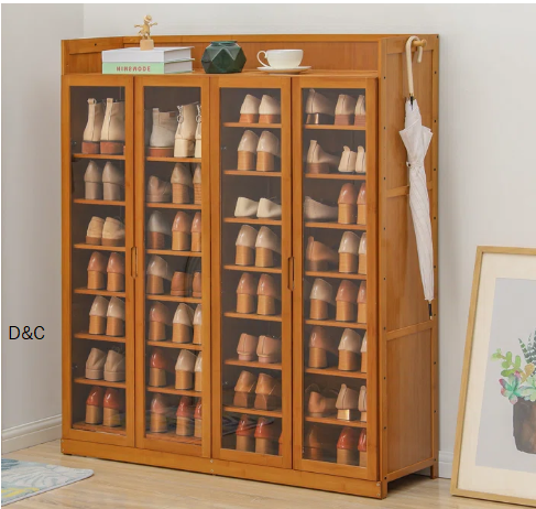 9 Tiers 45 Pairs Storage Free Standing Shoe Rack, Stand Sneakers Bamboo Cabinet for Home Hallway