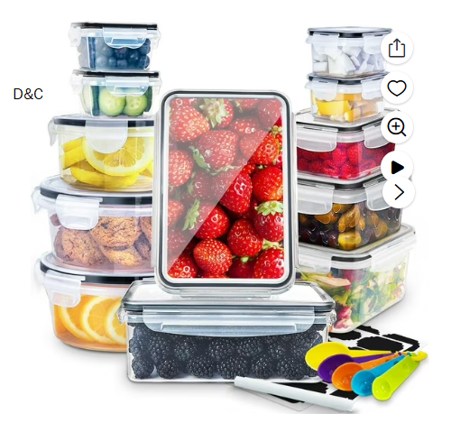 GPED 24 Pcs Food Storage Containers with Lids Airtight- Stackable Kitchen Bowls Set Meal Prep Containers-BPA Free Leak Proof Plastic Lunch Boxes- Freezer Microwave safe (12 Lids + 12 Containers)