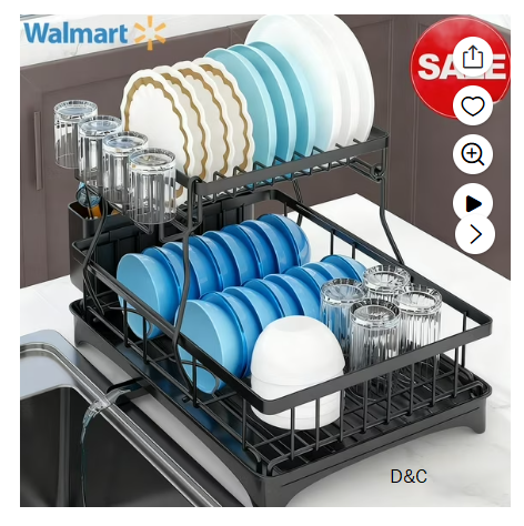 WERSEON Dish Racks for Kitchen Counter, Stainless Steel Kitchen Dish Drying Rack with Drainboard, Detachable Dish Drainers with Utensil Holders