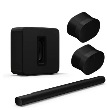 Sonos Arc Ultra Soundbar, Bundle with 2x Era 300 Wireless Speaker and Sub 4 Subwoofer, Black