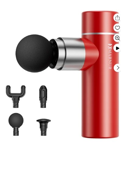 MARNUR Mini Massage Gun, Portable Handheld DeepTissue Massager, Quiet & Lightweight Palm, Sized Design, Red