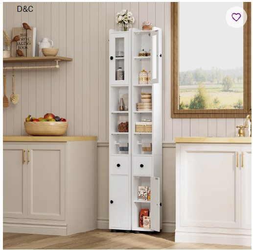 71″ Tall Bathroom Storage Cabinet, Narrow Toilet Paper Cabinet With 2 Doors, 1 Drawer