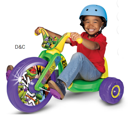 Fly Wheels Teenage Mutant Ninja Turtles Tricycle with 15 inch Front Wheel with Light Child Age 3 to 7 Years