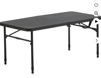 Mainstays 40″ Plastic Adjustable Height Fold-in-Half Folding Table, Rich Black