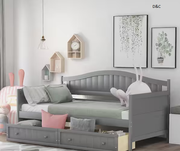 Aprilia Gray Twin Size Daybed with 2-Drawers