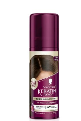 Schwarzkopf Keratin Color Root Temporary Hair Color Spray, Dark Brown, 2oz