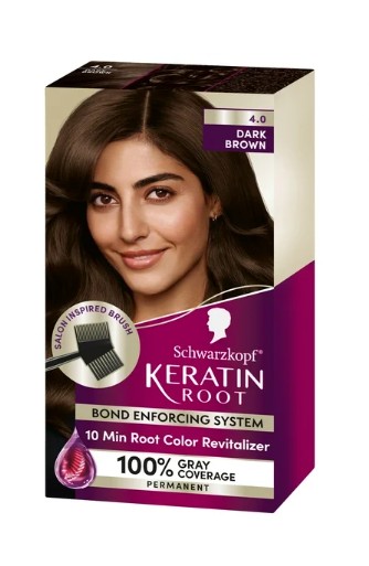 Schwarzkopf Keratin Color Root Permanent Hair Color Kit, Dark Brown, 1 Application