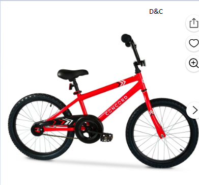 Concord 20″ Kids’ Bike, Red, Boys’, Fits Riders 44″-56″