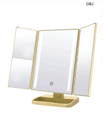 ONYX Professional Anniversary Edition Trifold LED Vanity Mirror, Gold