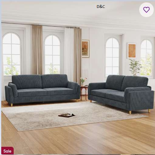 88.6” Wide Modern Corduroy Square Upholstered 3-Seater Arm Sofa (Set of 2)