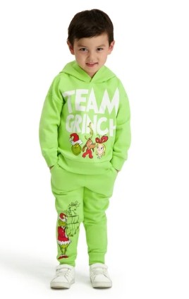 Dr. Seuss Toddler “TEAM GRINCH” Sweatshirt and Jogger Set, Sizes 2T-5T