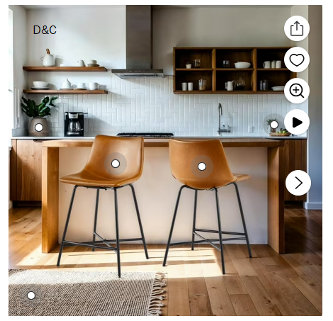 Walker Edison Urban Faux Leather Counter Stool, Set of 2, Whiskey Brown