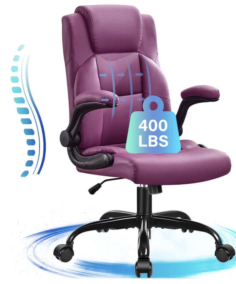 JONPONY Big and Tall Office Chair 400LBS Wide Seat Ergonomic Computer Desk Chair High Back Executive Leather Chair Adjustable Task Chair Lumbar Back Support 8 Hours Heavy Duty Design,9189,Black