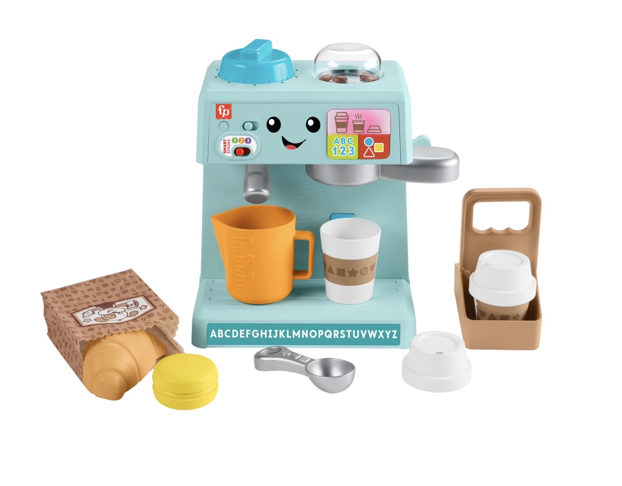 Fisher-Price Laugh & Learn Learn & Serve Coffee Café Toddler Electronic Toy, 10 Play Pieces