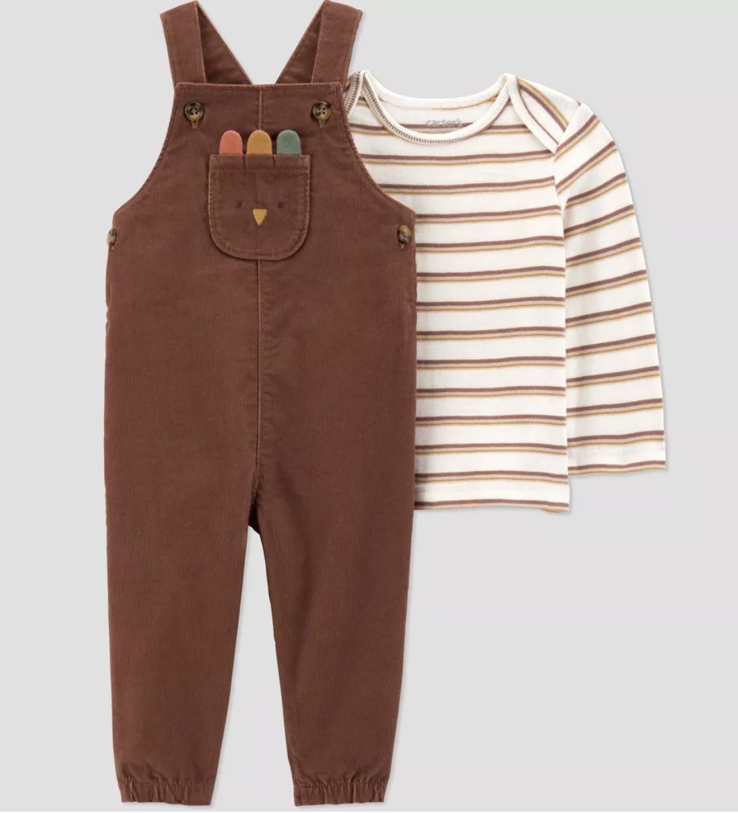 Carter’s Just One You® Baby 2pc Thanksgiving Overalls Set – Brown