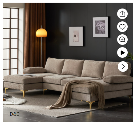 Ktaxon Sectional Sofa Set, 110″ U-Shaped Chenille Couch, 4 Seat Lounge Sleeper with Double Chaise for Apartment Living Room Camel Color