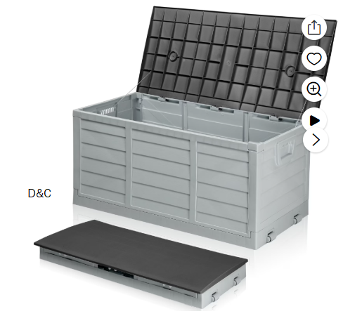 Ktaxon 75gal Outdoor Storage Deck Box Collapsible Garden Resin Deck Box Pre-installed,Space Saving & Easy Set Up – Black & Gray