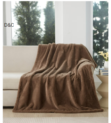 Cozy Haven Faux Fur Throw Blanket for Adults, Taupe, 50″ x 72″
