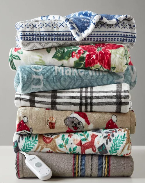 Heated Novelty Reversible Printed Electric Plush Throw, 50″ x 60″