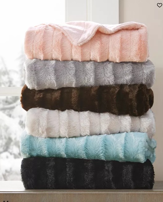 Duke Ribbed Faux-Fur Throw, 50″ x 60″