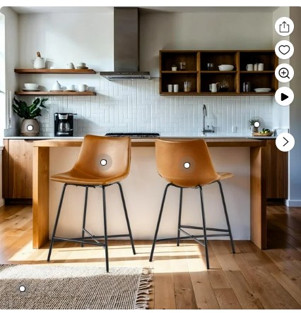 Walker Edison Urban Faux Leather Counter Stool, Set of 2, Whiskey Brown