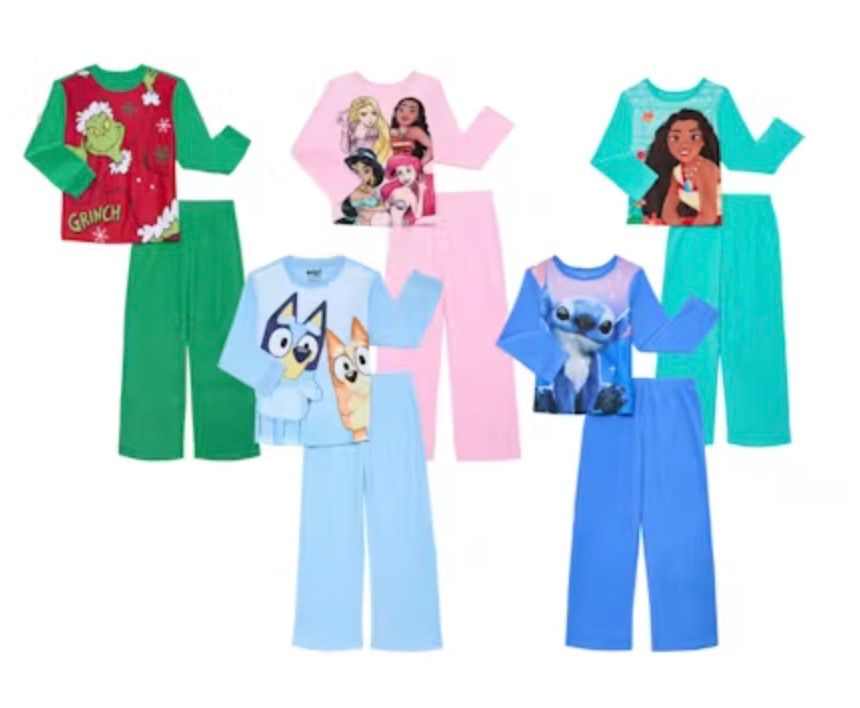 Disney Bluey Girls Long Sleeve Top and Pants Pajama Set, 2-Piece, Sizes 4-12