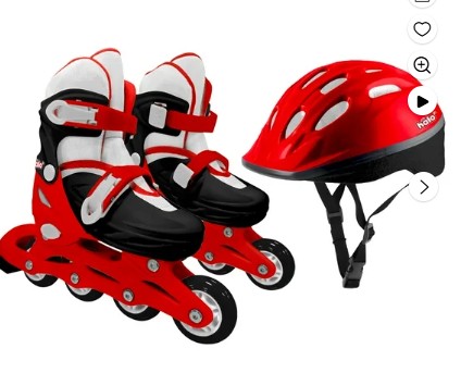 HALO Rise Above Jr. 3-Piece Adjustable Inline Skates Combo Set – Red – Skates and Helmet- Youth-Junior Sizes 12-2