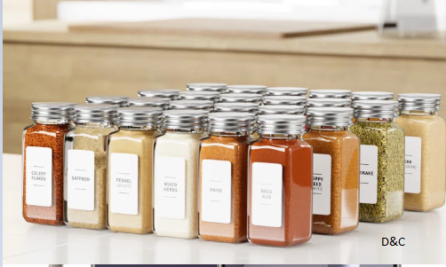 24-Piece 4oz Glass Spice Jars with Labels and Funnel
