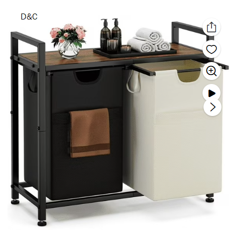 GIKPAL Laundry Hamper, 112L Large Double Laundry Basket, Freestanding Laundry Sorter Organizer 2 Section with Top Shelf & 2 Removable Washable Bags & Side Pockets for Dorm