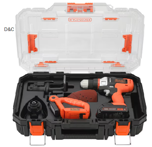 BLACK+DECKER 20-volt Max 4-Tool Power Tool Combo Kit with Hard Case (1-Battery Included and Charger Included)