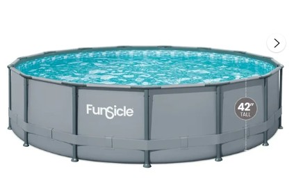 Funsicle 15ft Oasis Round Above Ground Metal Frame Swimming Pool, Includes SkimmerPlus Pump, Age 6 & up