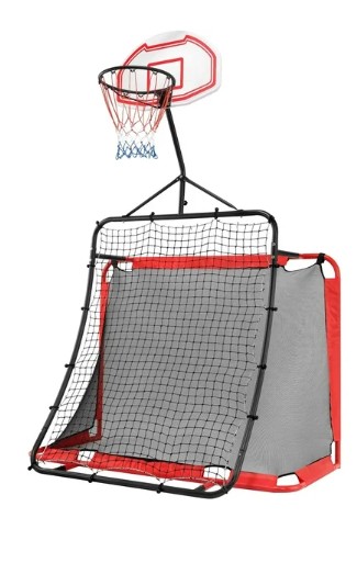 All-in-One Outdoor Sports Set with Football Net, Baseball Net, 5-in-1 Combo Outdoor Sports Center with Soccer Goal, Lacrosse Net, Heavy-duty Basketball Hoop with Durable Net, Metal Frame, Multicolor