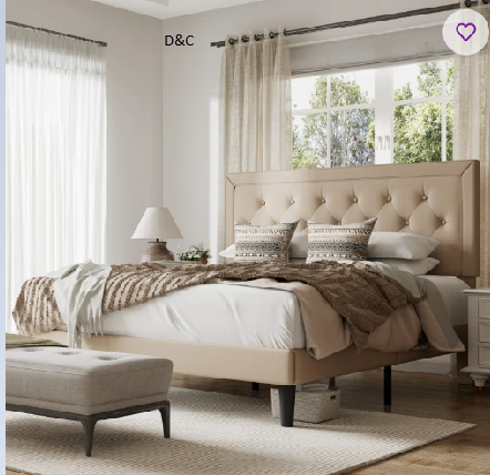 Hegg Linen Tufted Upholstered Platform Bed with Wood Slats Headboard Included